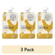 3 pack Serenity Kids Stage 2 Organic Free Range Chicken Baby Food with Peas & Carrots, 3.5oz Pouch