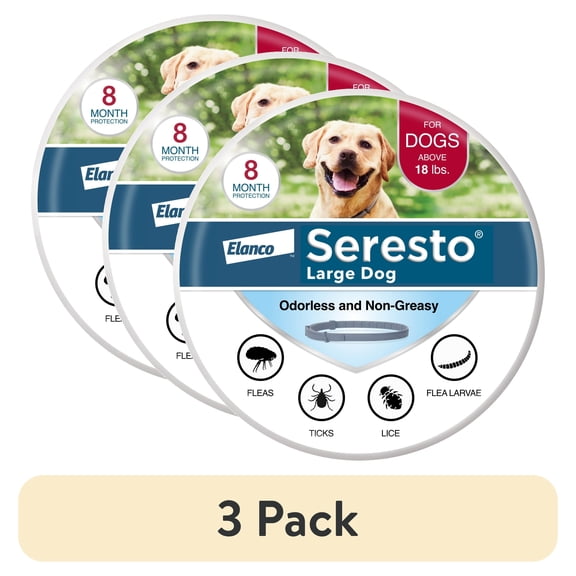(3 pack) Seresto Flea & Tick Collar For Dogs Over 18 lbs., Vet-Recommended, 8 Month Protection