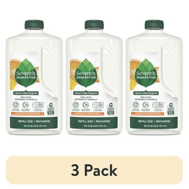 (3 pack) Seventh Generation Dish Soap Refill Dishwashing Liquid Soap, Clementine Zest Lemongrass, 50 oz