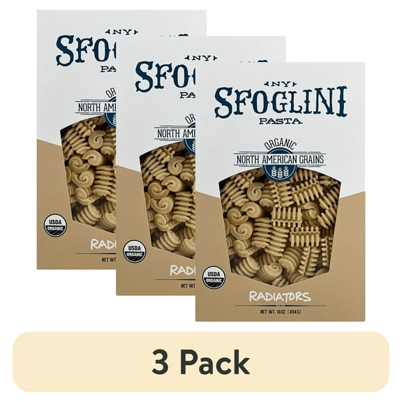 (3 pack) Sfoglini Organic Durum Semolina Radiators Pasta, Shelf-Stable, 16 oz Box
