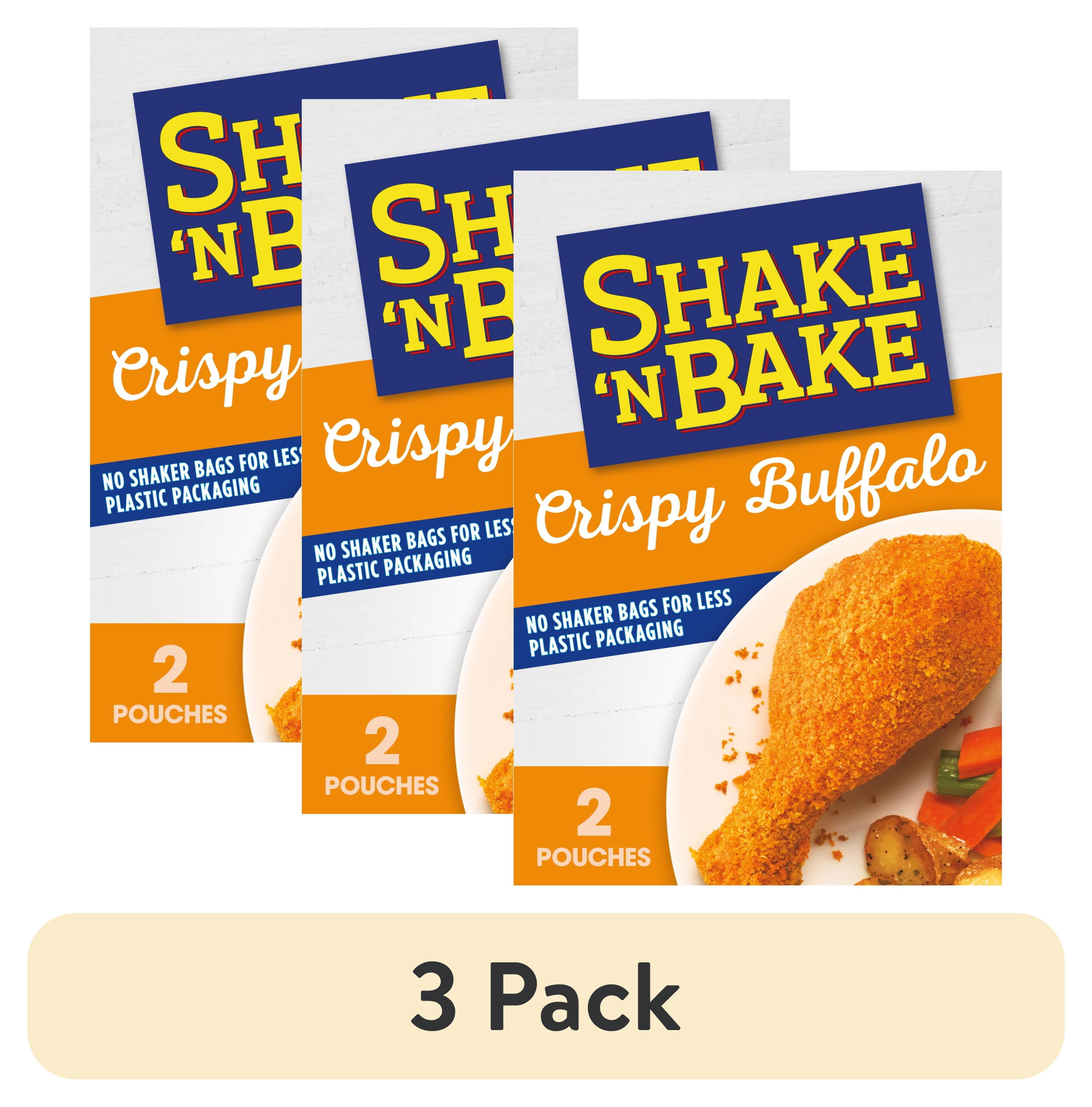 (3 pack) Shake 'N Bake Crispy Buffalo Seasoned Coating Mix, 4.75 oz Box, 2 Ct Packets, Crispy Texture