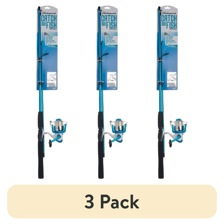 catch more fish pole (3 pack) Shakespeare Catch More Fish Saltwater Spinning Kit, 6'6