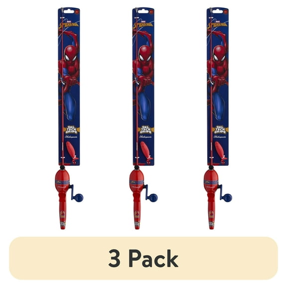 (3 pack) Shakespeare Marvel Spider-Man Spincast Fishing Combo, 2'6" Medium Rod, 5 Size Reel
