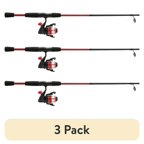(3 pack) Shakespeare Reverb Spinning Fishing Combo, 5'6" Medium Rod, 3000 Size Reel