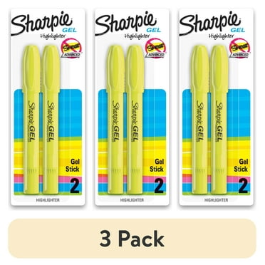 (3 pack) Sharpie Gel Highlighters, Bullet Tip, Fluorescent Yellow, 2 Count