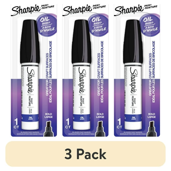 (3 pack) Sharpie Oil-Based Poster Paint Marker, Bold Point, Black, 1 Count