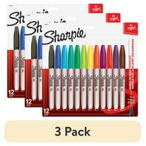 (3 pack) Sharpie Permanent Markers, Fine Point, Assorted Colors, 12 Count