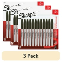 (3 pack) Sharpie Permanent Markers, Fine Point, Black, 12 Count
