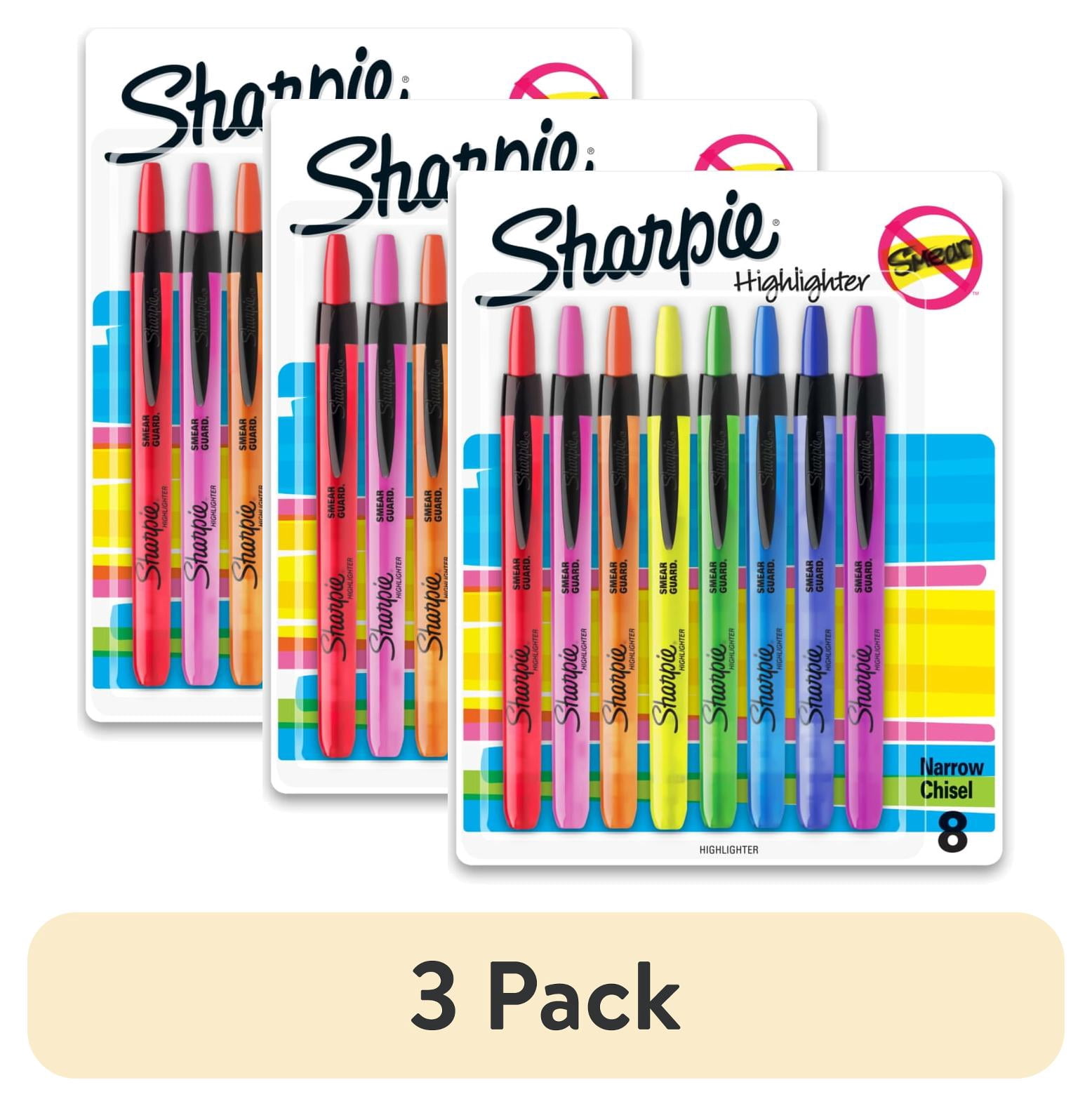 (3 pack) Sharpie Retractable Highlighters, Chisel Tip, Assorted Colors, 8 Count