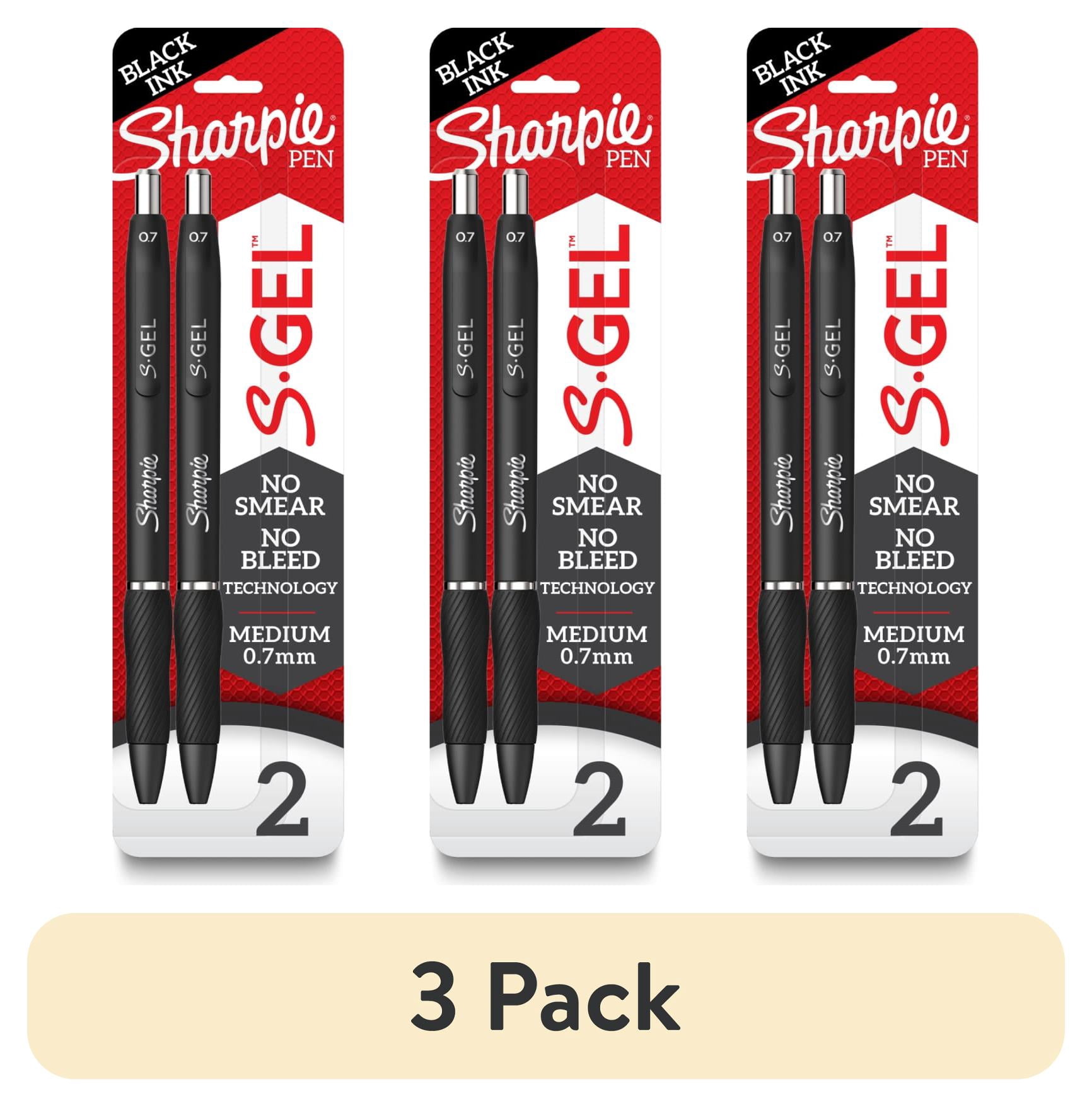 (3 pack) Sharpie S-Gel Pen, Retractable, Medium 0.7mm, Black Ink, 2 Count