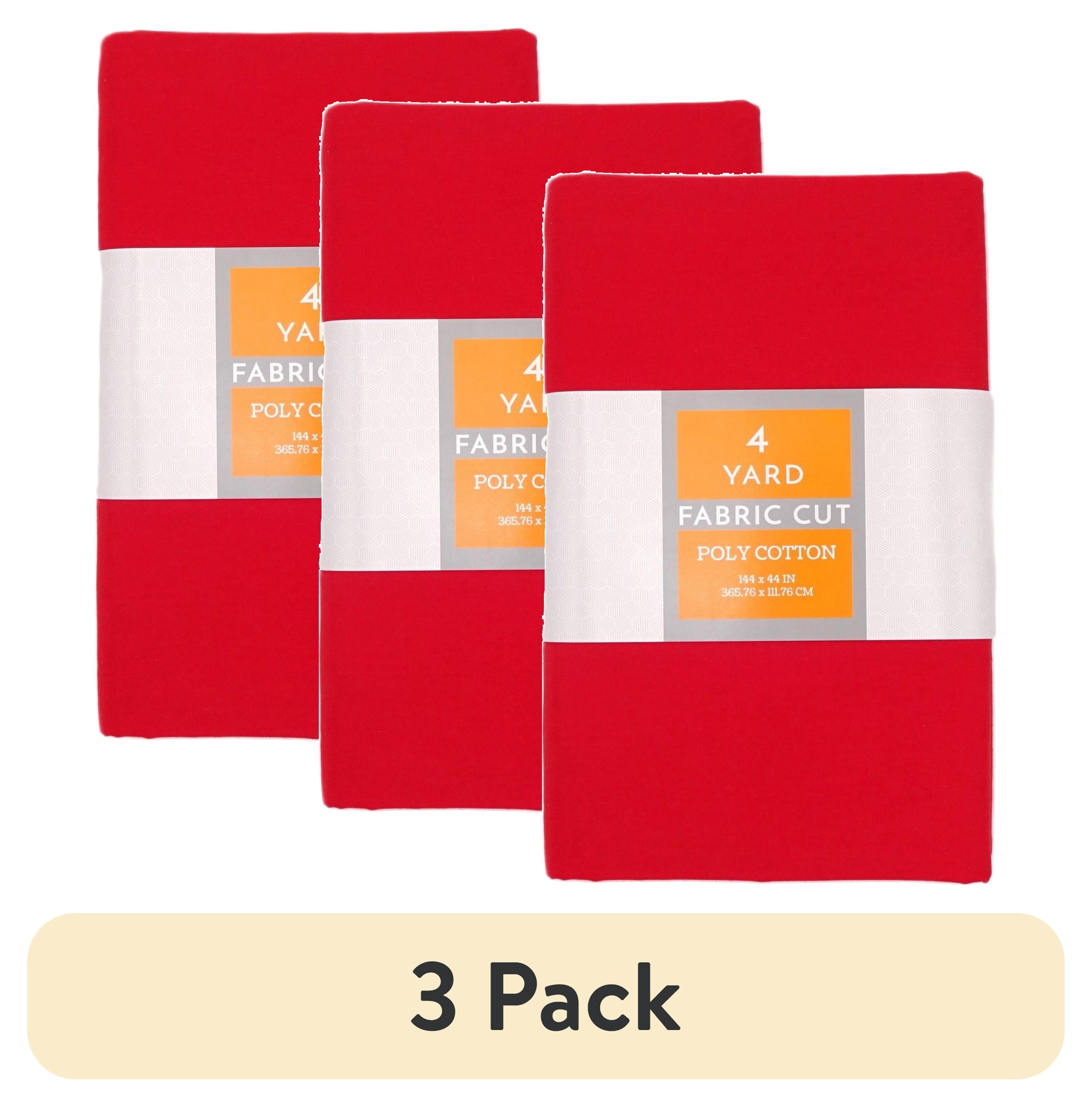 (3 pack) Shason Textile 4 Yard Cut Poly Cotton Fabric, Red, 44" Wide for Craft & Quilting Projects