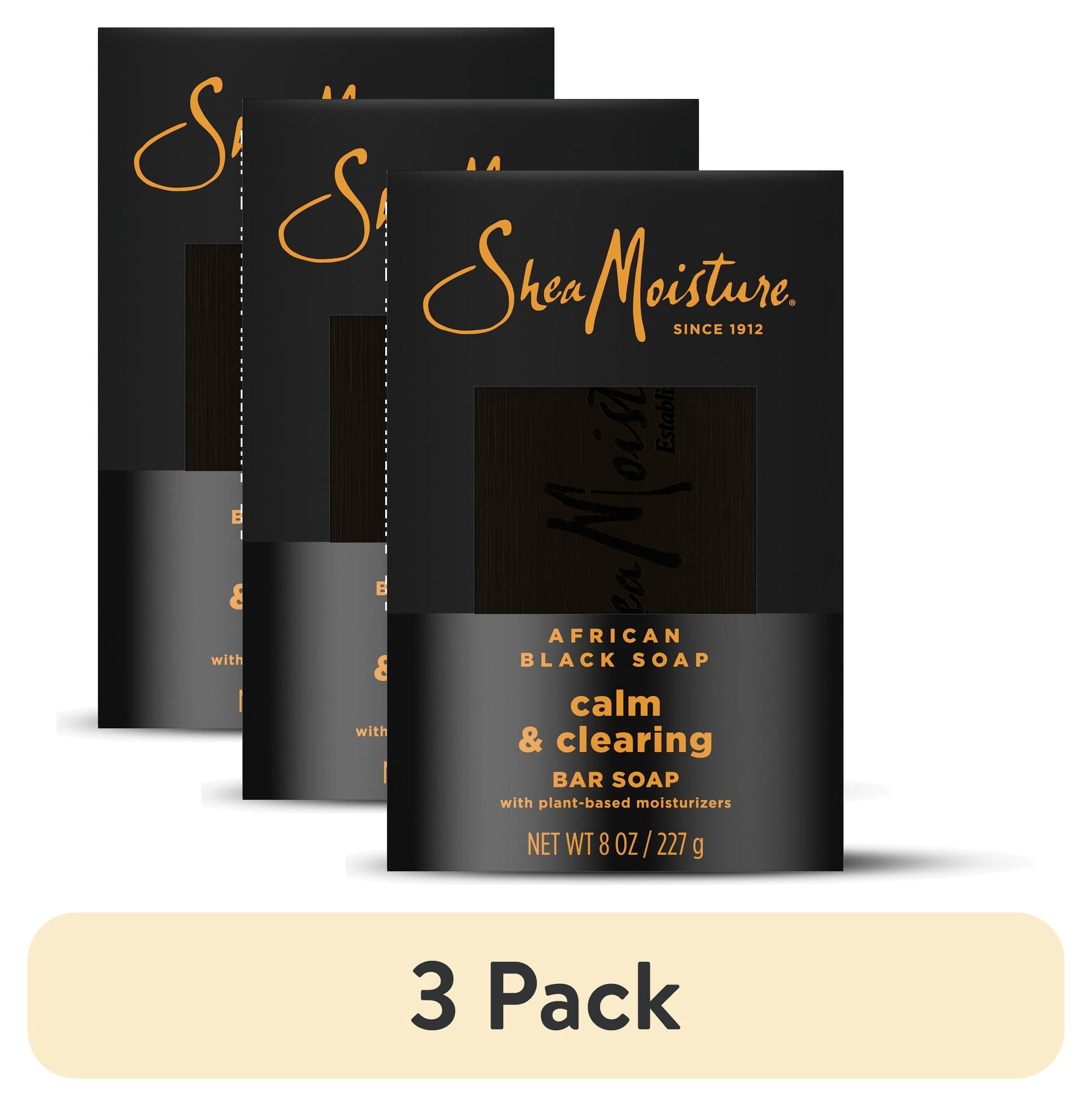 (3 pack) SheaMoisture Bar Soap African Black Soap Soothing and Clarifying Bar Soap, 8 oz