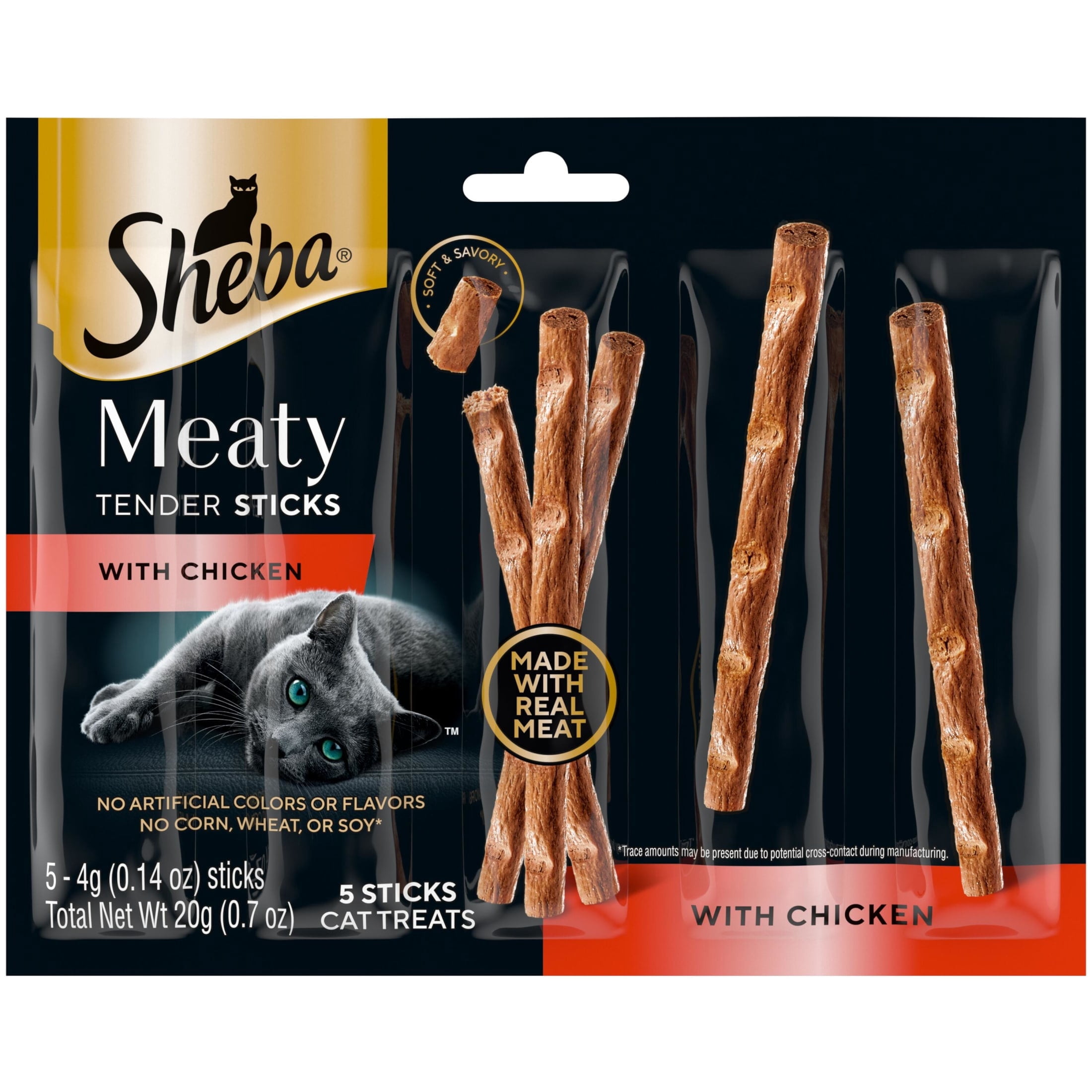 (3 pack) Sheba Meaty Tender Sticks With Chicken Cat Treats , 0.14 Oz, 50 Count
