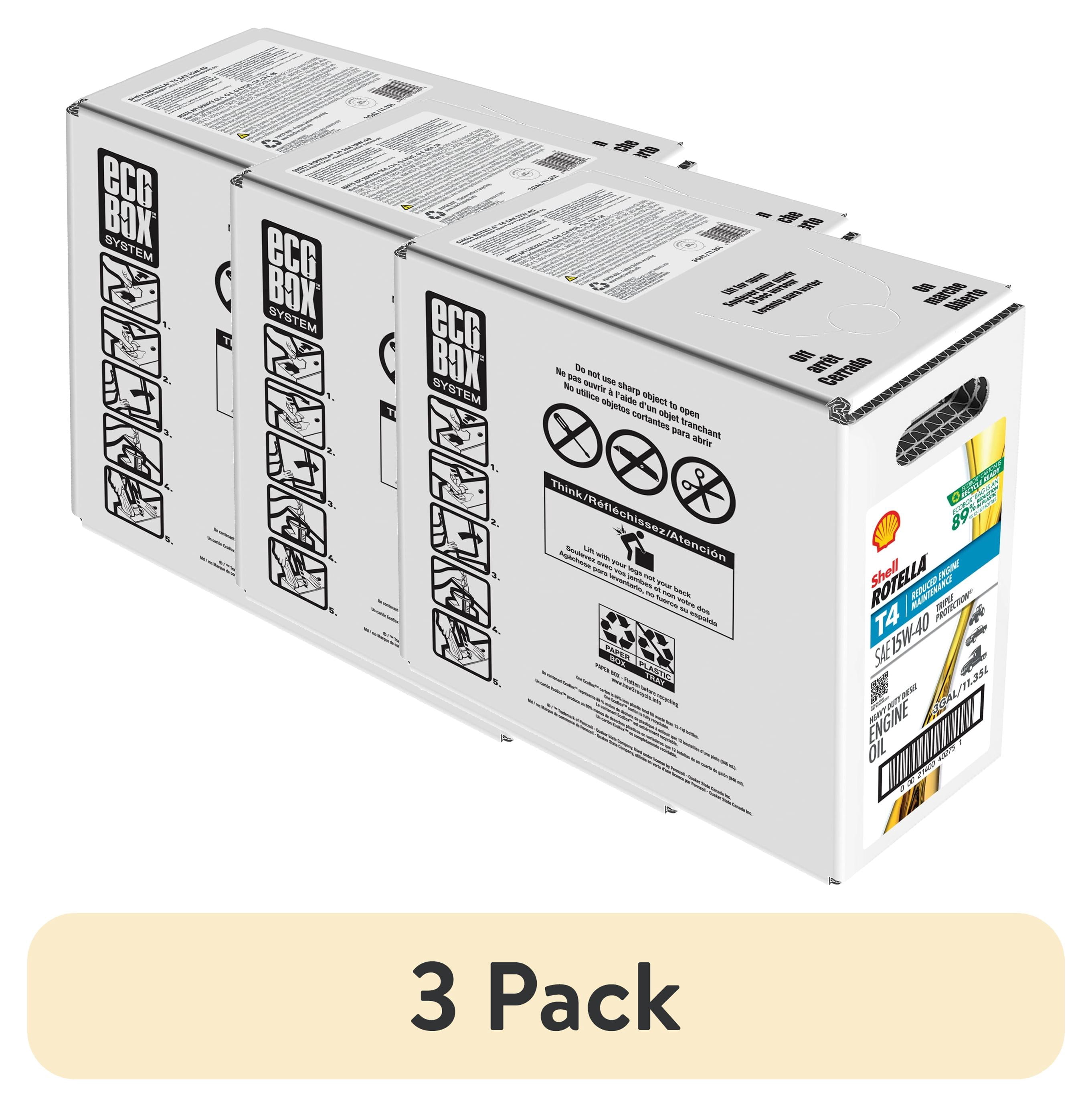 (3 pack) Shell Rotella T4 Triple Protection 15W-40 Diesel Engine Oil, 3 Gallon