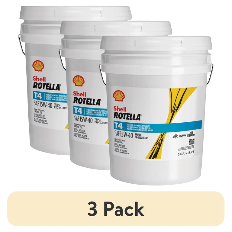 Shell Rotella T4 Triple Protection 15W-40 Diesel Oil, 3pk, 5