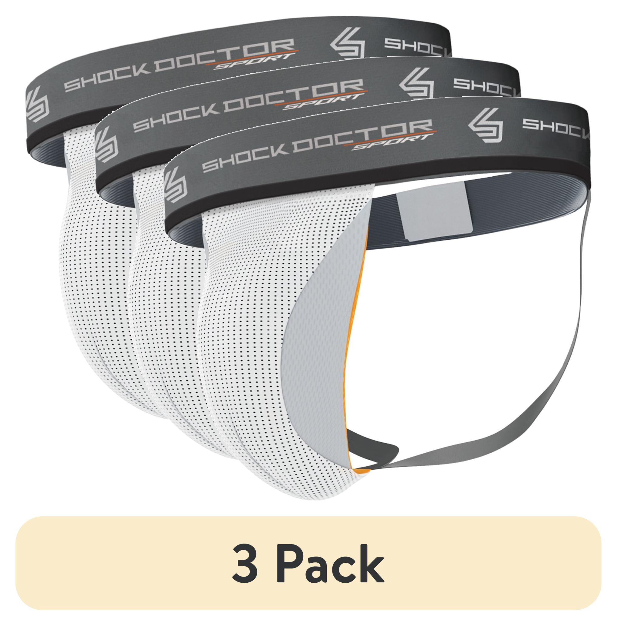(3 pack) Shock Doctor, Supporter with Cup Pocket, Adult, L, White