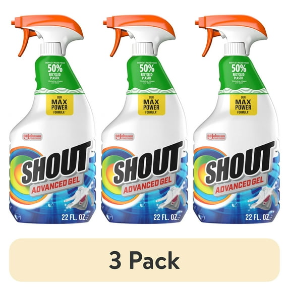 (3 pack) Shout Advanced Acting Gel, Laundry Stain Remover, 22 FL. OZ.