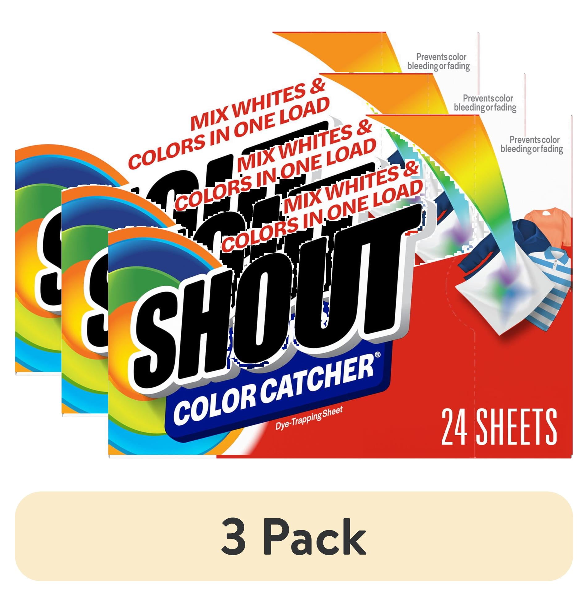 (3 pack) Shout Color Catcher, Laundry Dye-Trapping Sheets, 24 Sheets ...
