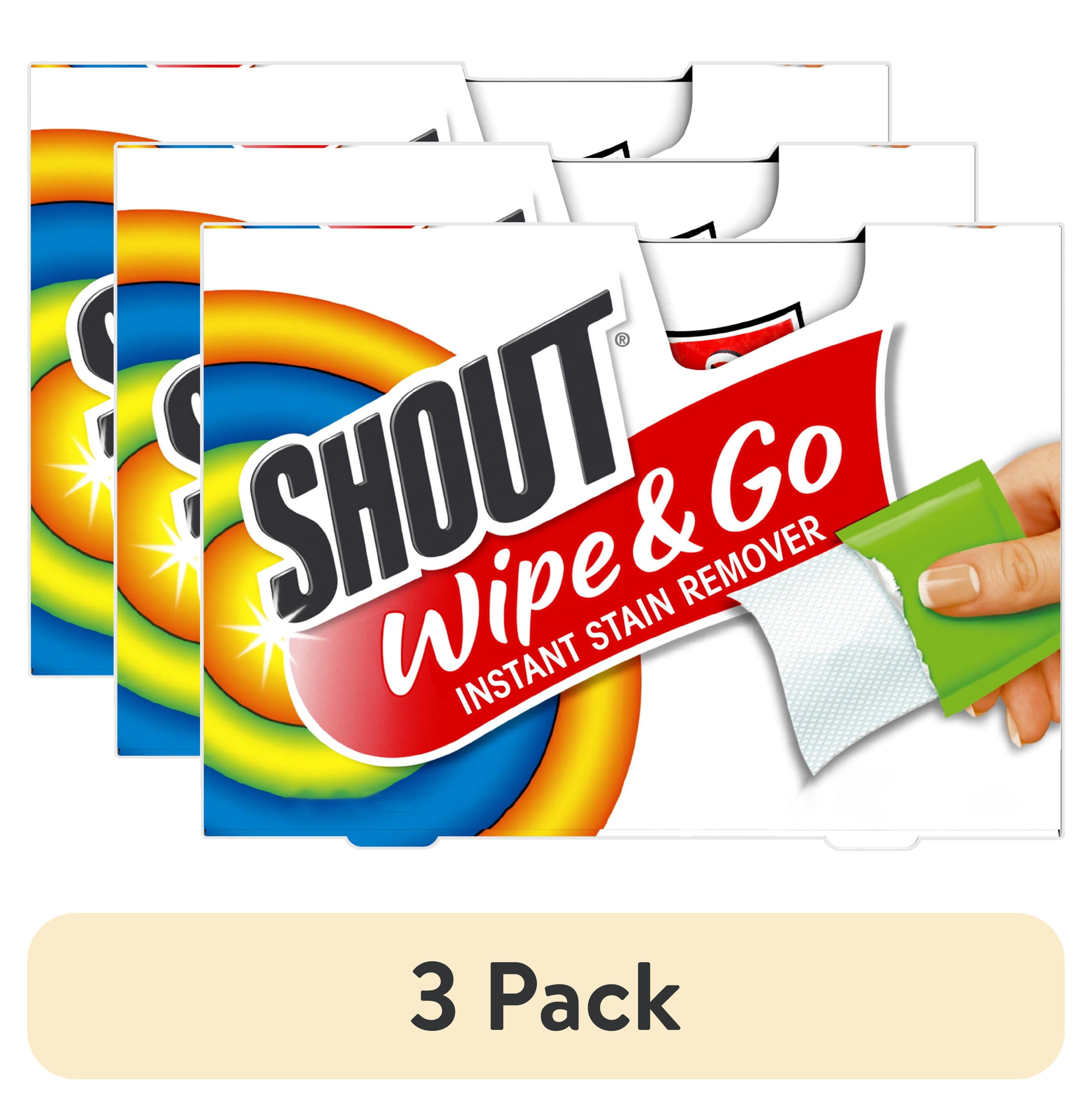 3 pack) Shout Wipe & Go, Laundry Instant Stain Remover, 12