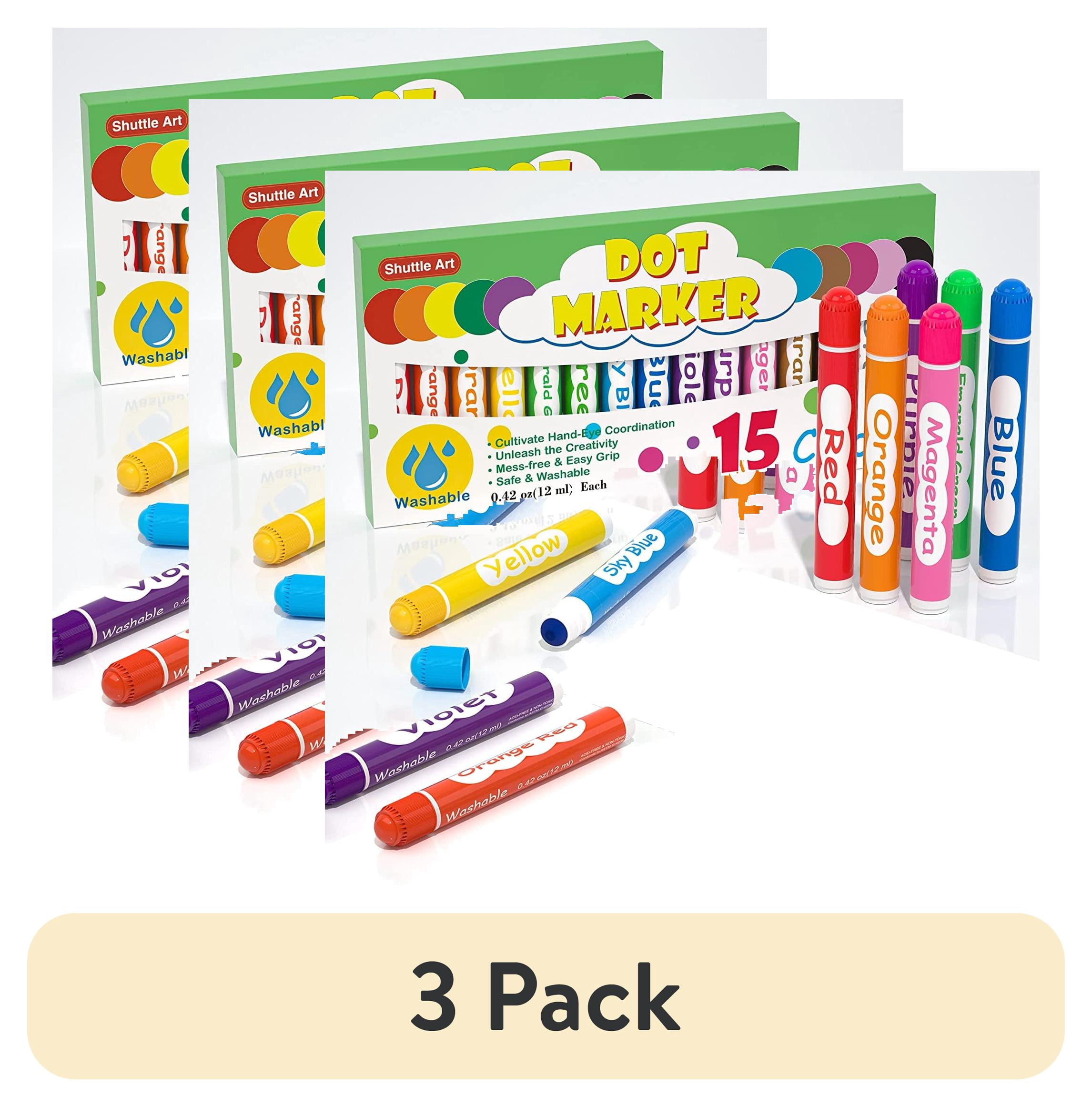 (3 pack) Shuttle Art Dot Markers, 15 Colors Washable Markers,Bingo Daubers Supplies, Non Toxic Water-Based