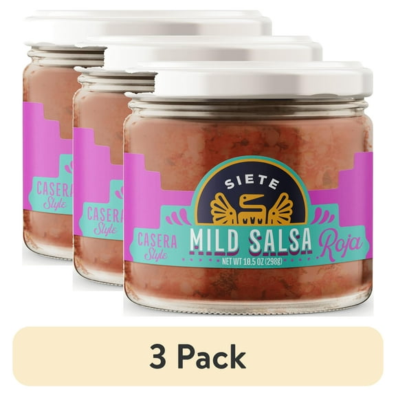 (3 pack) Siete Family Foods, Casera Salsa Roja, Mild, 10.5 oz.