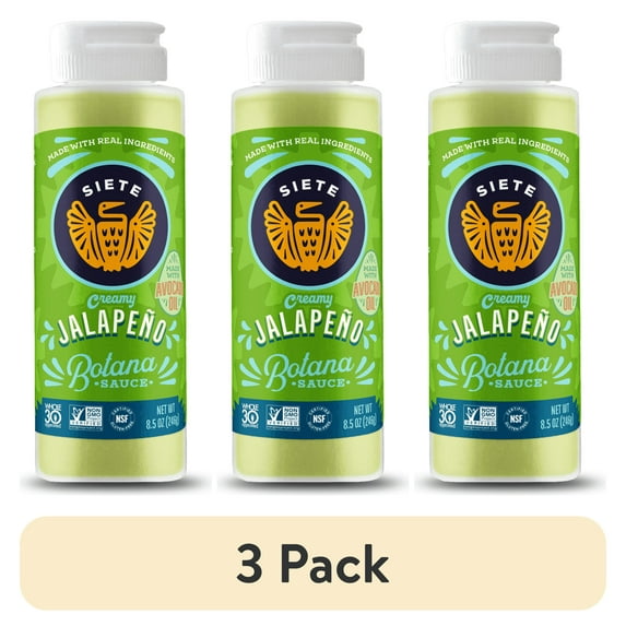 (3 pack) Siete Family Foods, Creamy Jalapeno Botana Sauce, 8.5 oz