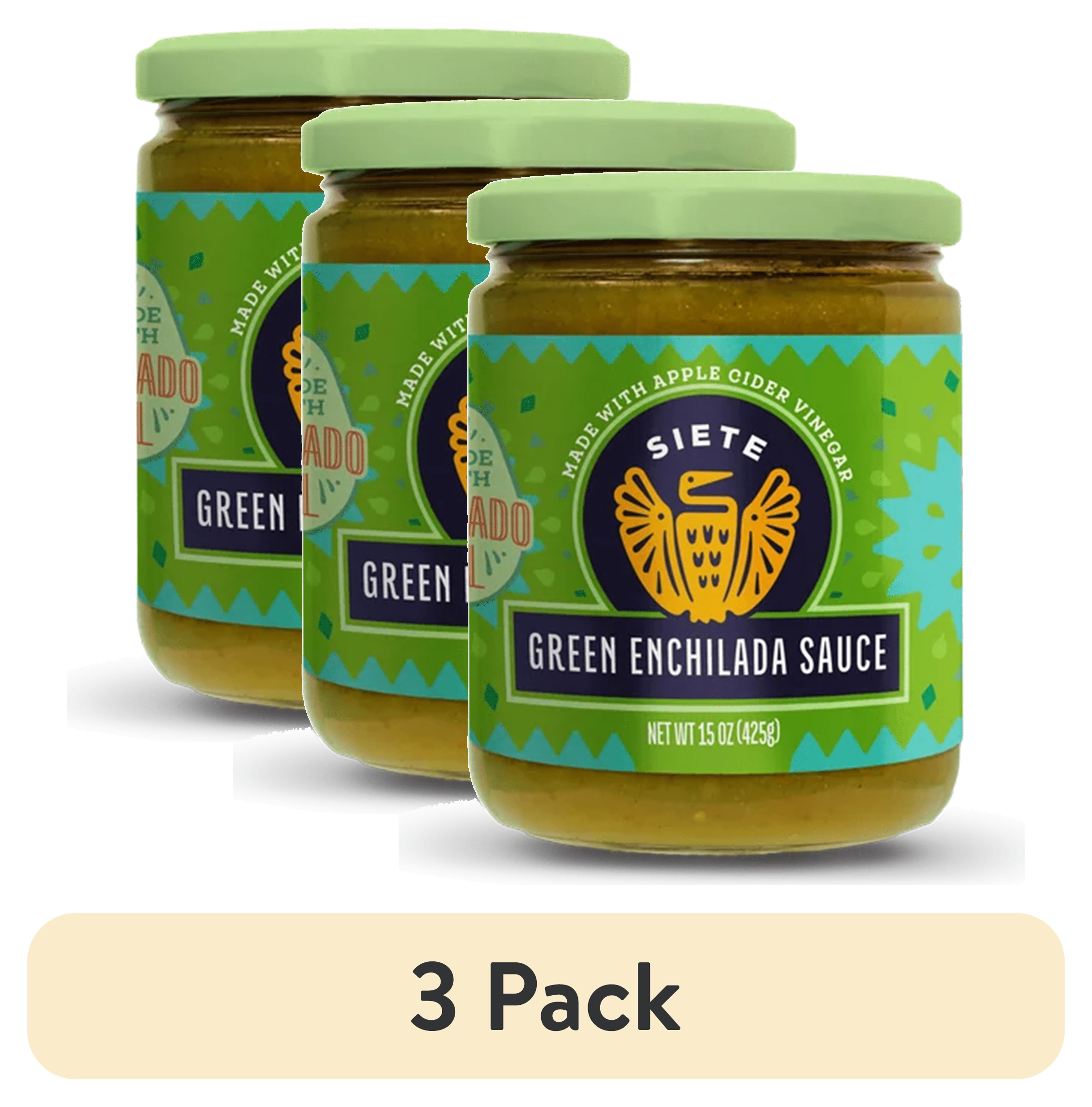 (3 pack) Siete Family Foods Gluten Free Green Enchilada Sauce, 15 oz