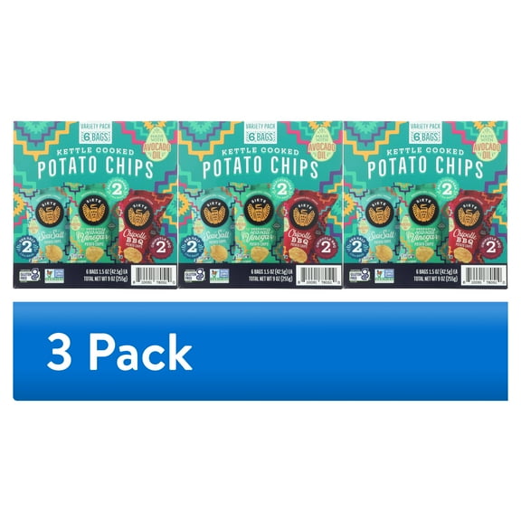 (3 pack) Siete Family Foods Siete Kettle Variety Pack, 6 pack