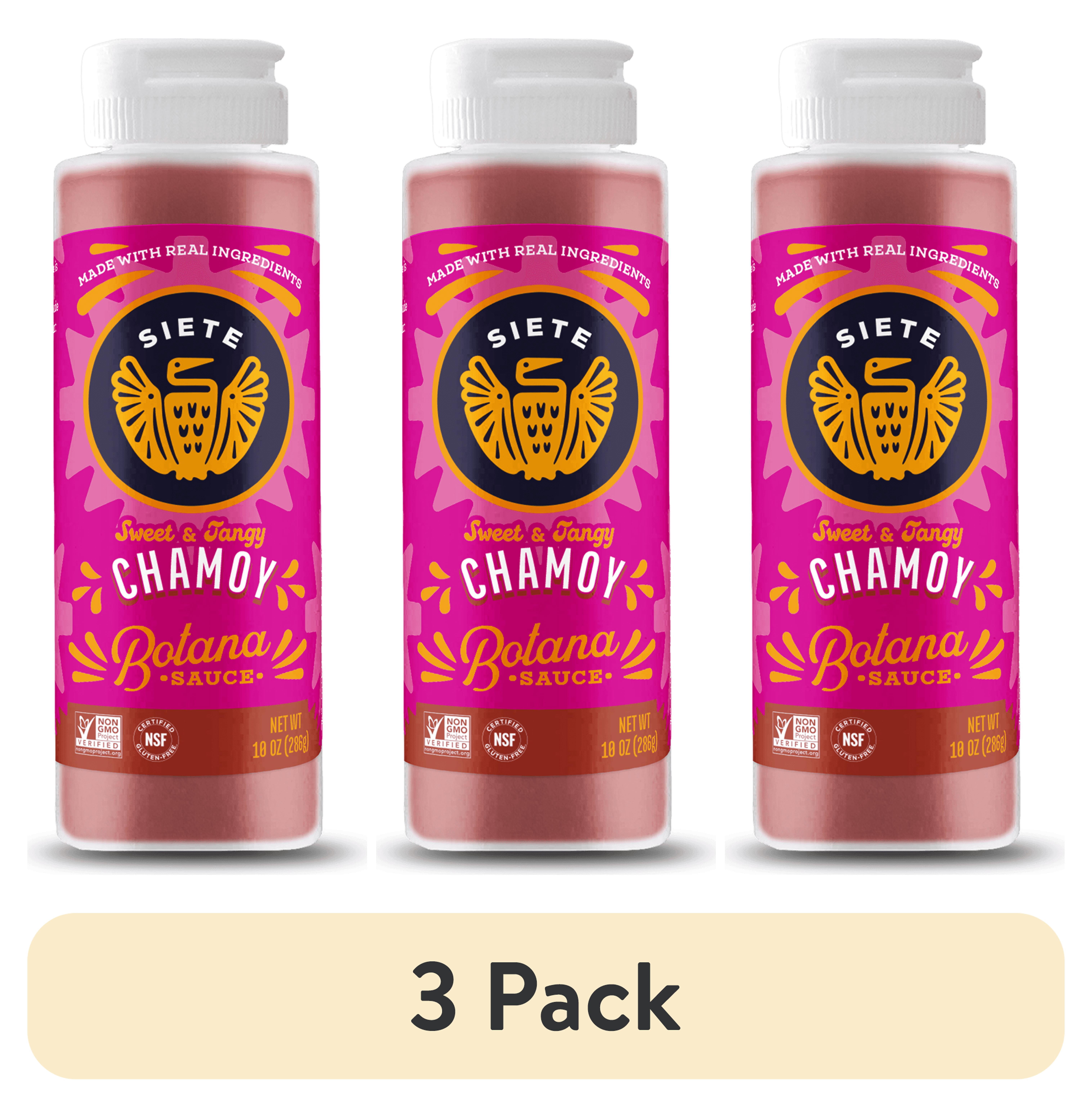 (3 pack) Siete Family Foods, Sweet & Tangy Chamoy Botana Sauce, 10 oz.