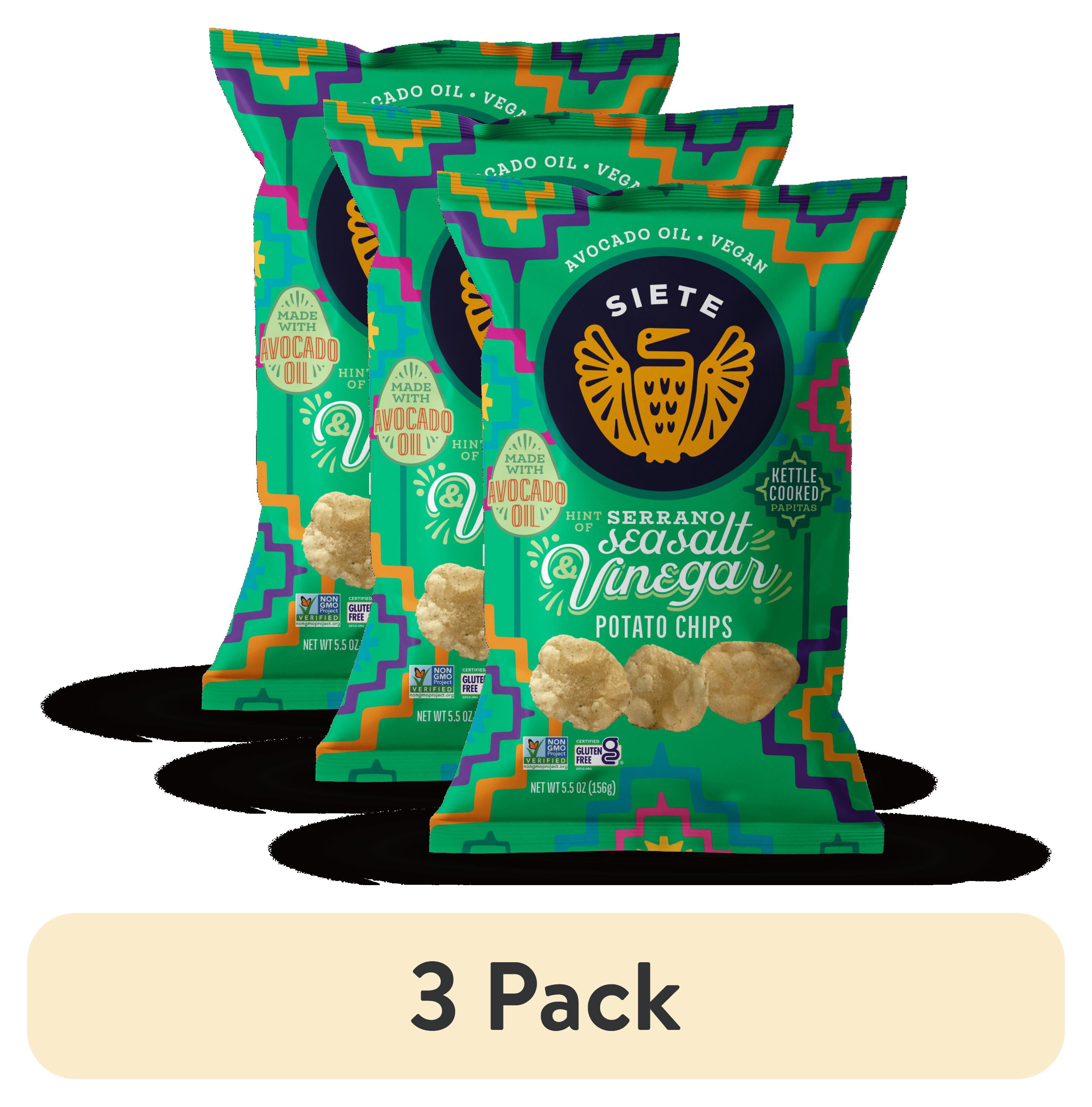 (3 pack) Siete Kettle Cooked Potato Chips Serrano Sea Salt & Vinegar - 5.5 oz