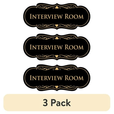 (3 pack) Signs ByLITA Designer Interview Room Sign (Black Gold) - Medium