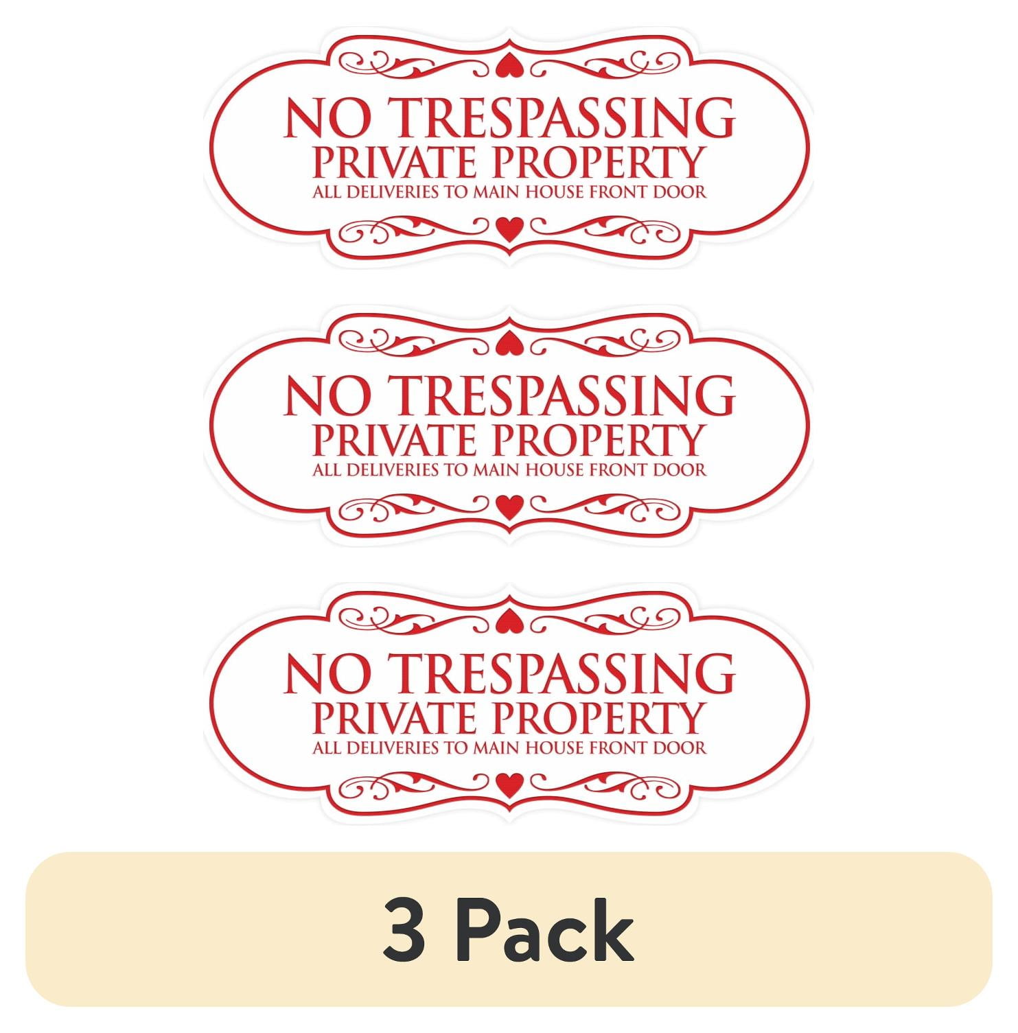 (3 pack) Signs ByLITA Designer No Trespassing Private Property Sign All ...