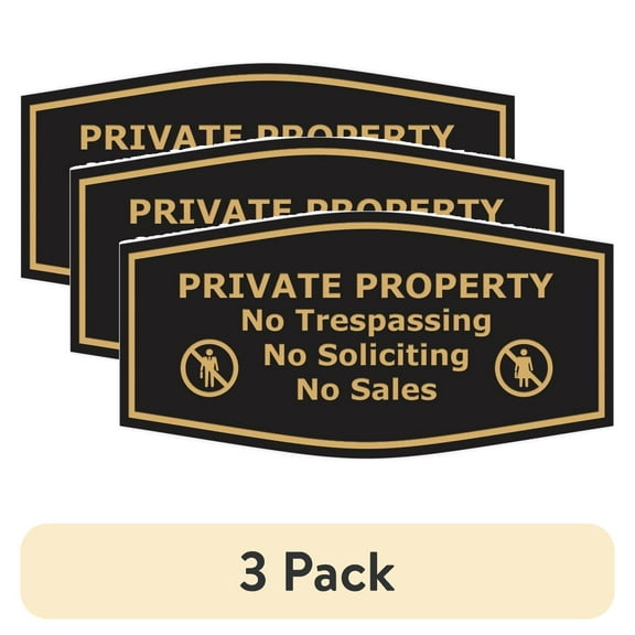 (3 pack) Signs ByLITA Fancy Private Property No Trespassing 3 in x 6 in Sign