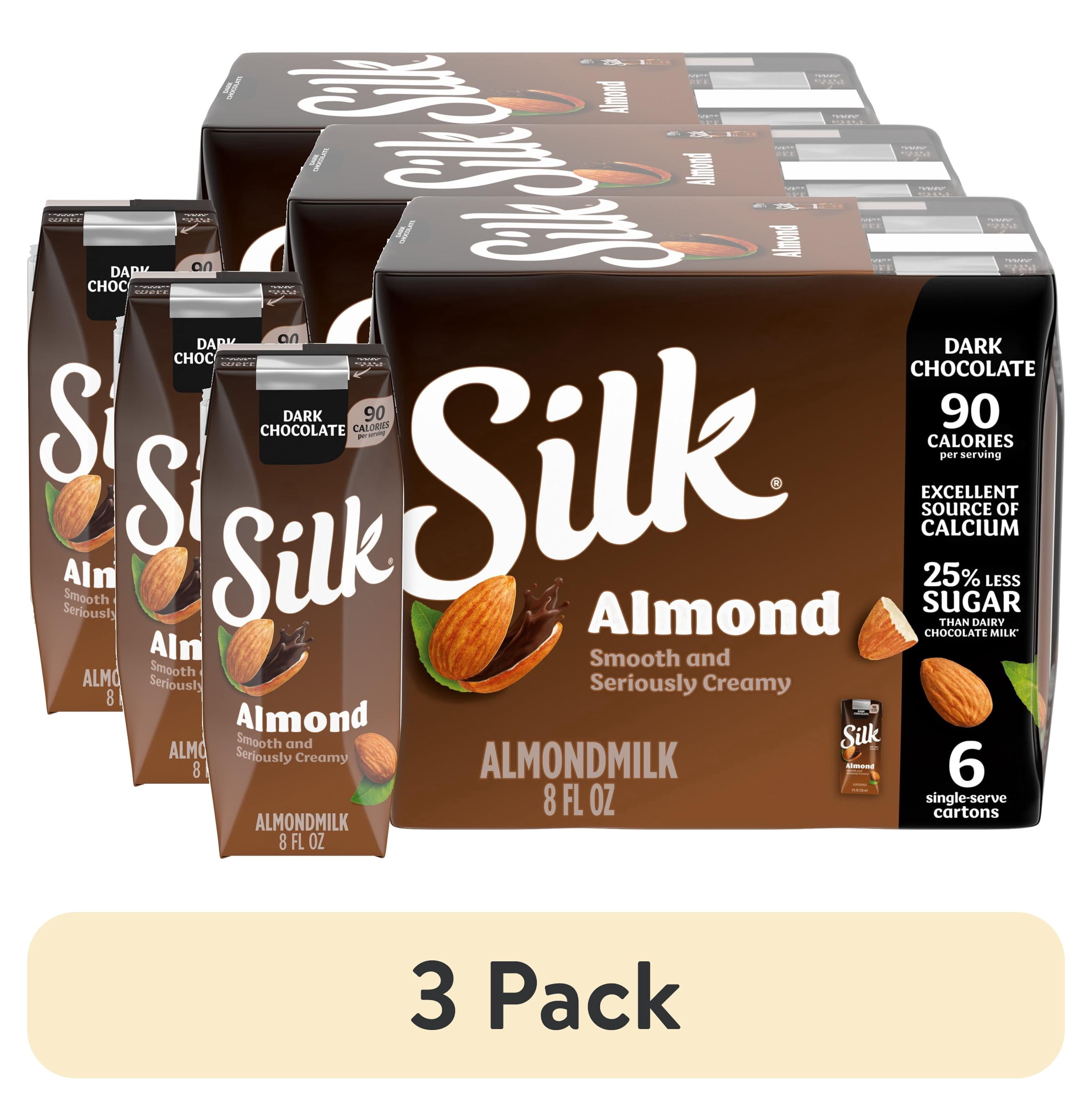 3 pack) Silk Dairy Free Dark Chocolate Shelf Stable Almond Milk
