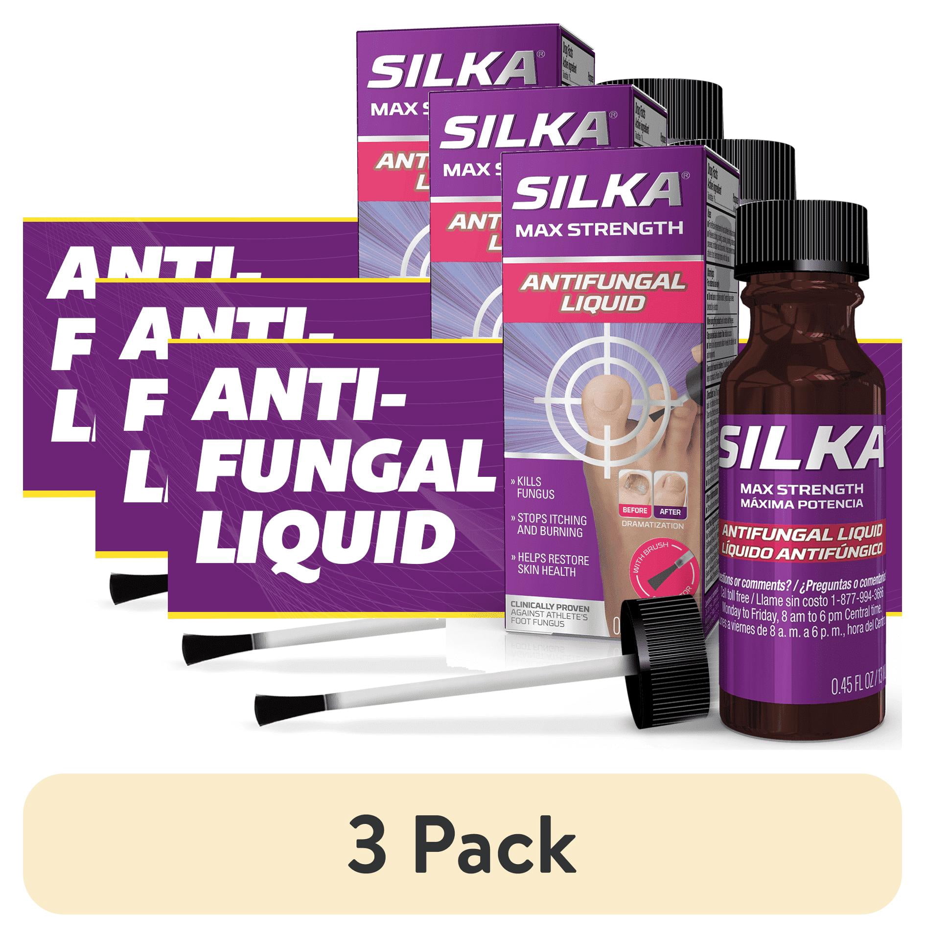 (3 pack) Silka Max Strength Antifungal Liquid with Brush Applicator, 0.45 fl oz