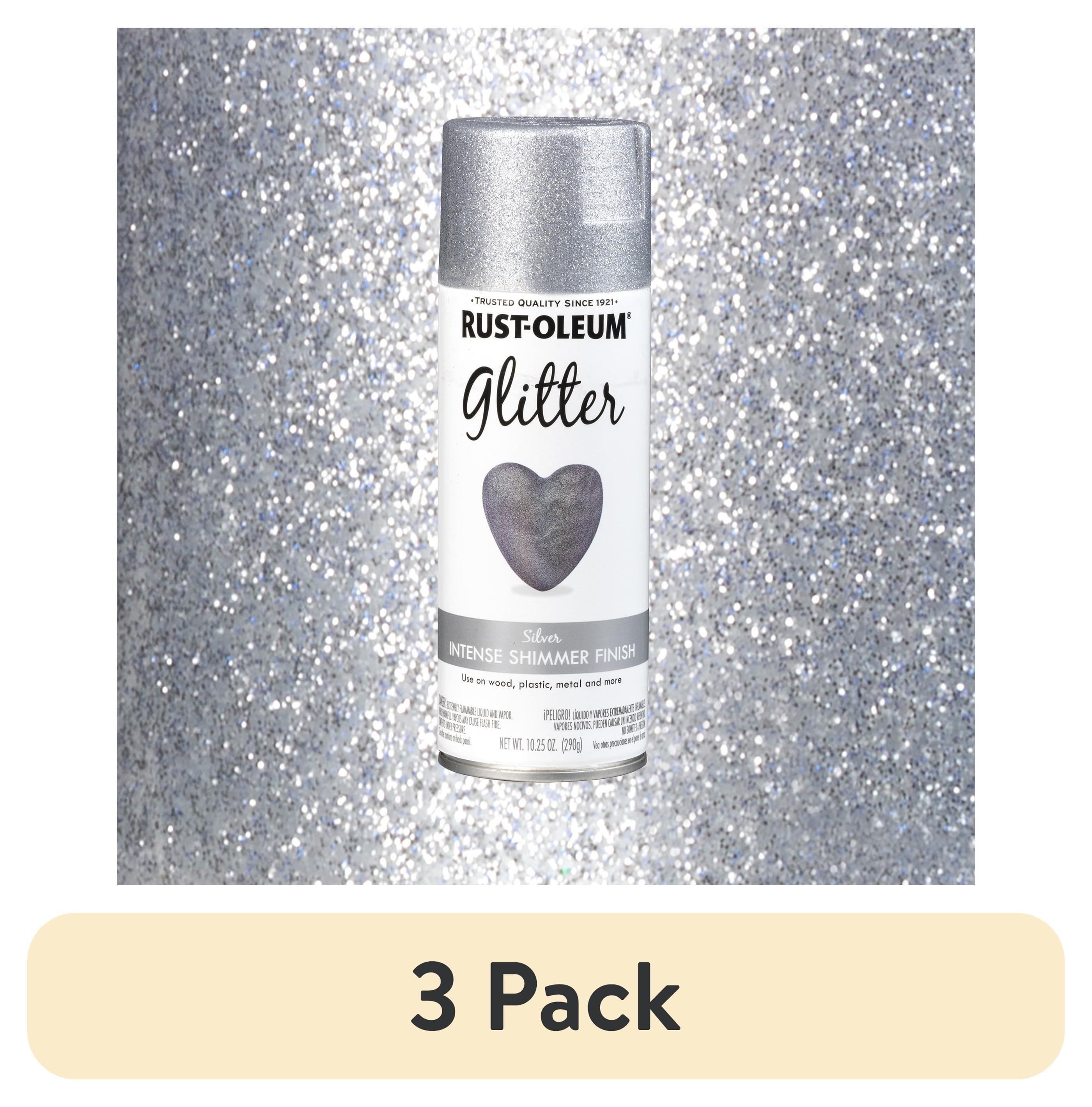(3 pack) Silver, Rust-Oleum Glitter Spray Paints-301814, 10.25 oz