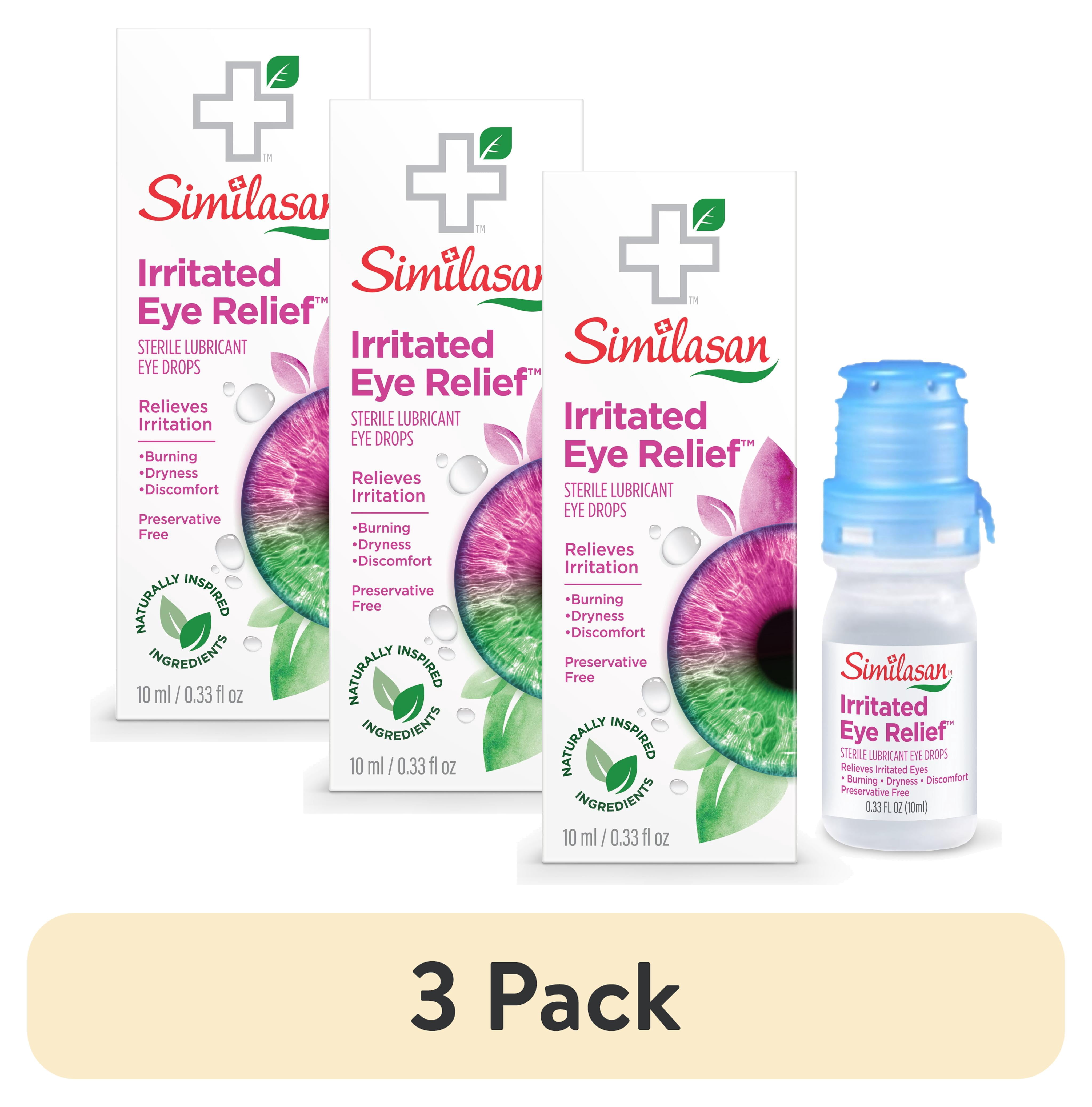 (3 pack) Similasan Preservative-Free Irritated Eye Relief Drops for Instant and Long-Lasting Comfort, 0.33 fl oz