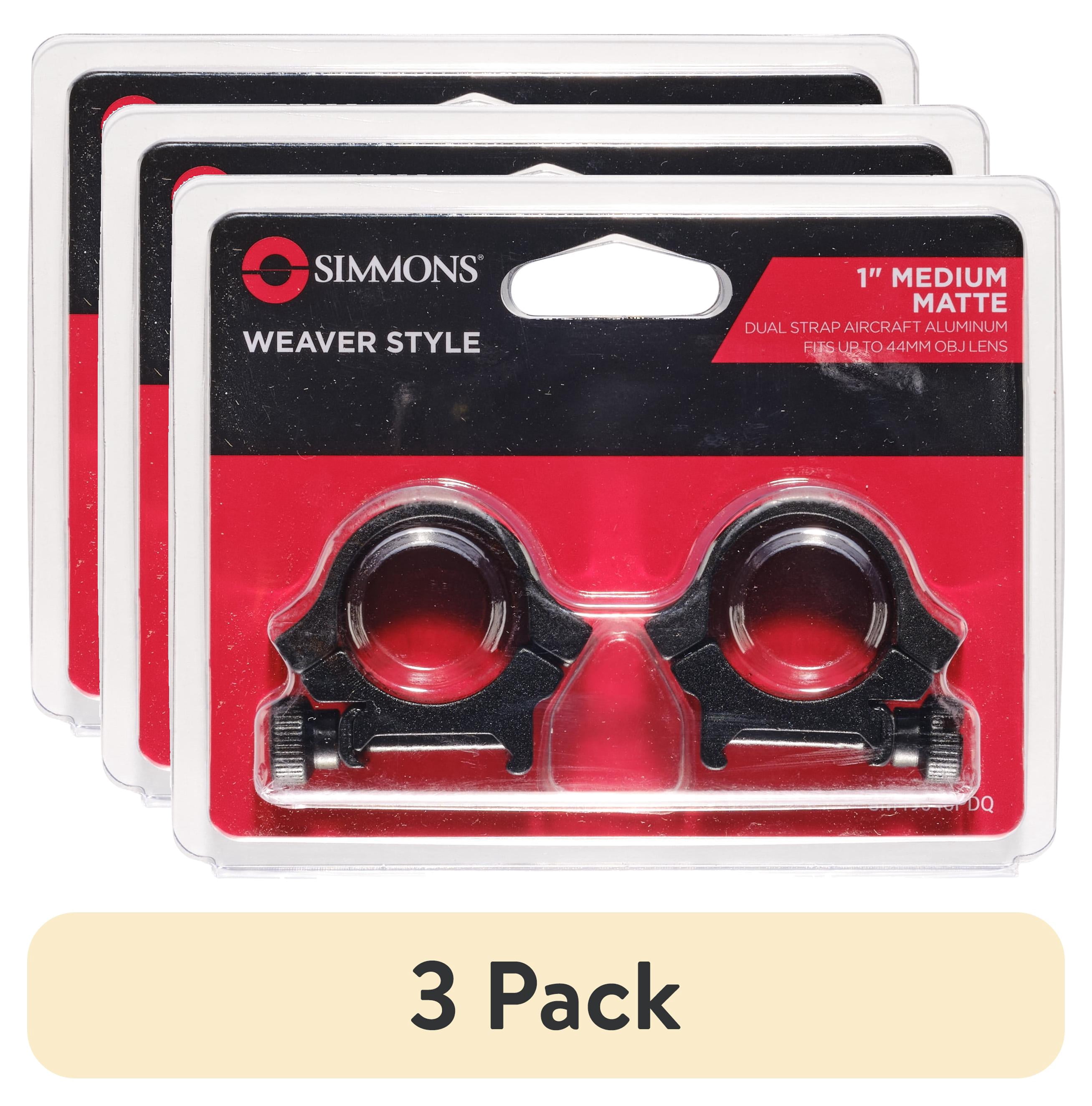 (3 pack) Simmons Dual Strap Ring, Matte Black, M