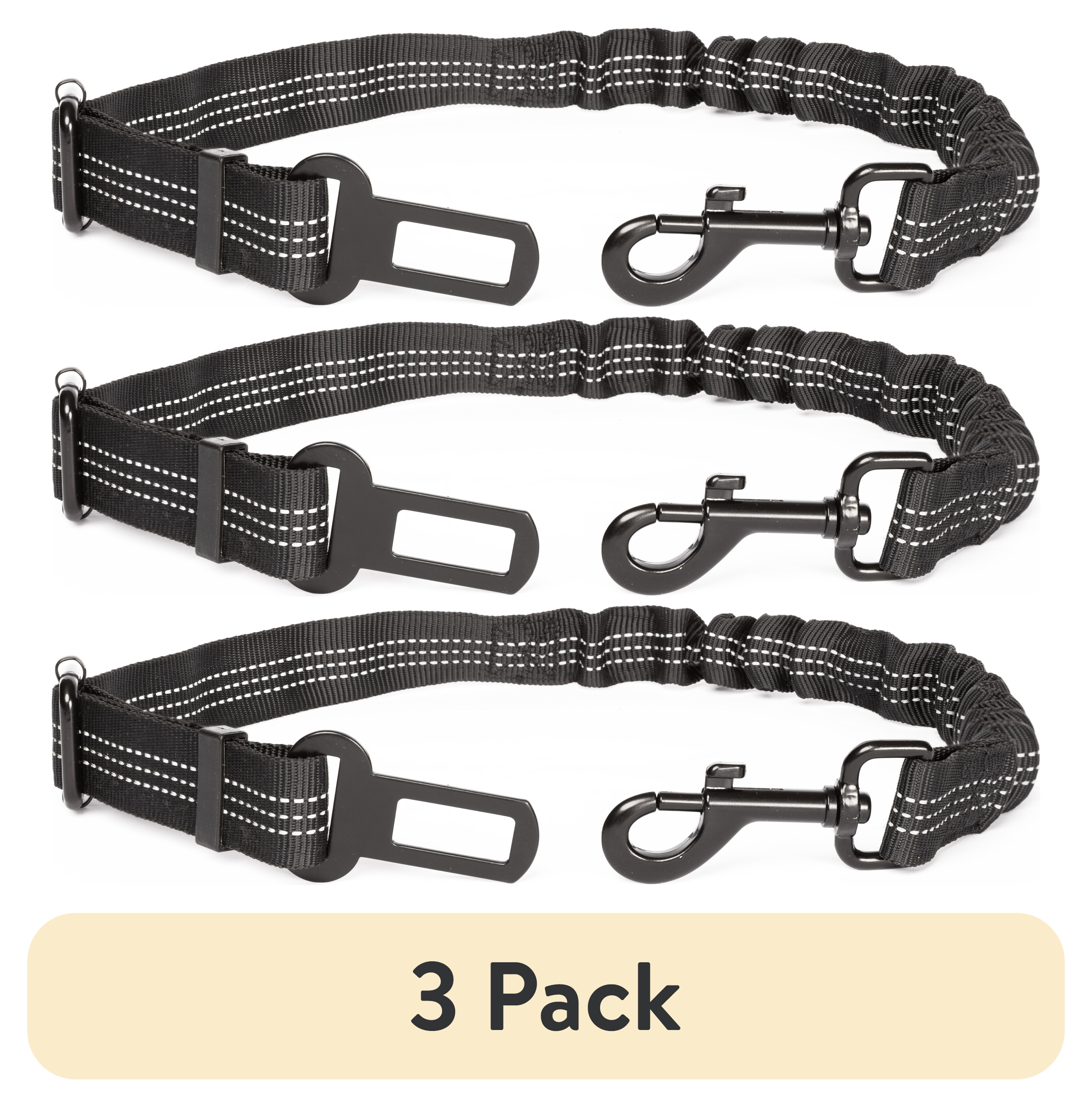 (3 pack) Simple Adjustable Pet Seat Belt, Black, Material - Nylon, Harness Type - Direct to Seatbelt Swivel Tether.