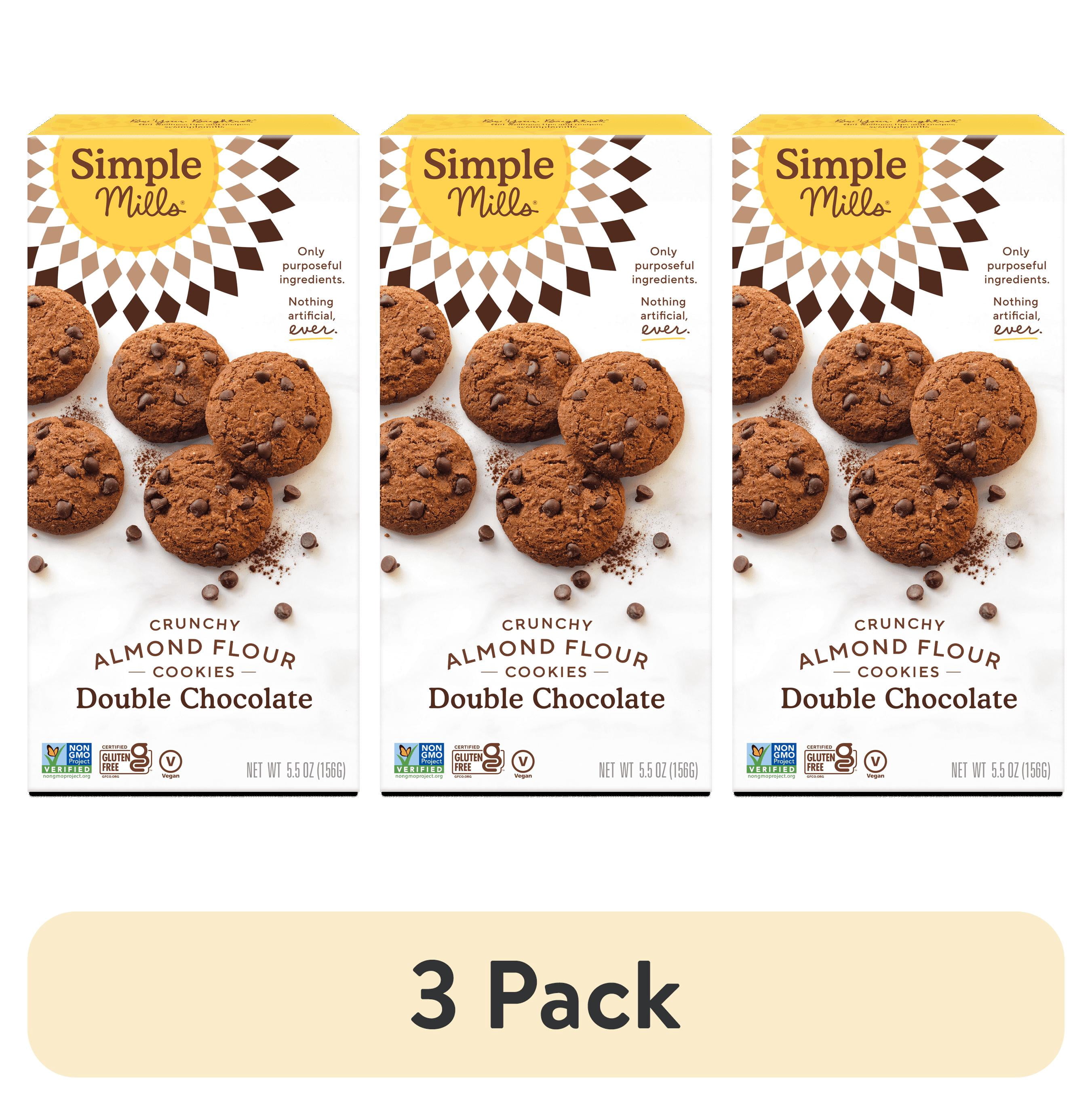 (3 pack) Simple Mills Crunchy Toasted Almond Flour Cookies, Double Chocolate, 5.5 oz Box