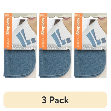 (3 pack) Simplicity Bondex 5" x 7" Faded Blue Denim Iron-On Patches, 2 Pieces