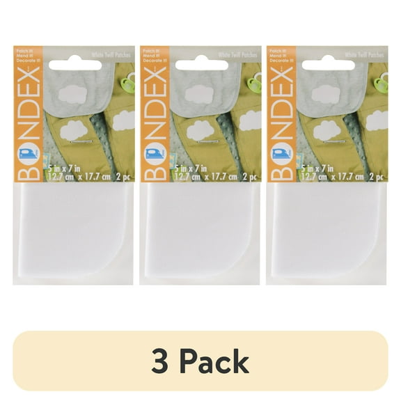 (3 pack) Simplicity Bondex 5" x 7" White Twill Iron-On Patches, 2 Pieces