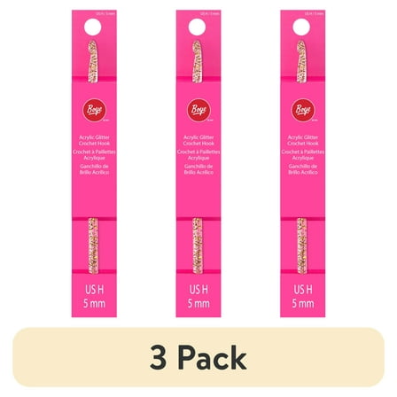 (3 pack) Simplicity Boye Acrylic Glitter Crochet Hook, Size H Pink