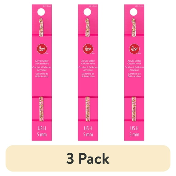 (3 pack) Simplicity Boye Acrylic Glitter Crochet Hook, Size H Pink