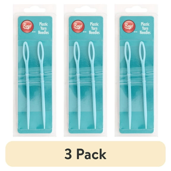 (3 pack) Simplicity Boye Plastic Yarn Needle, 2 Piece, Blue