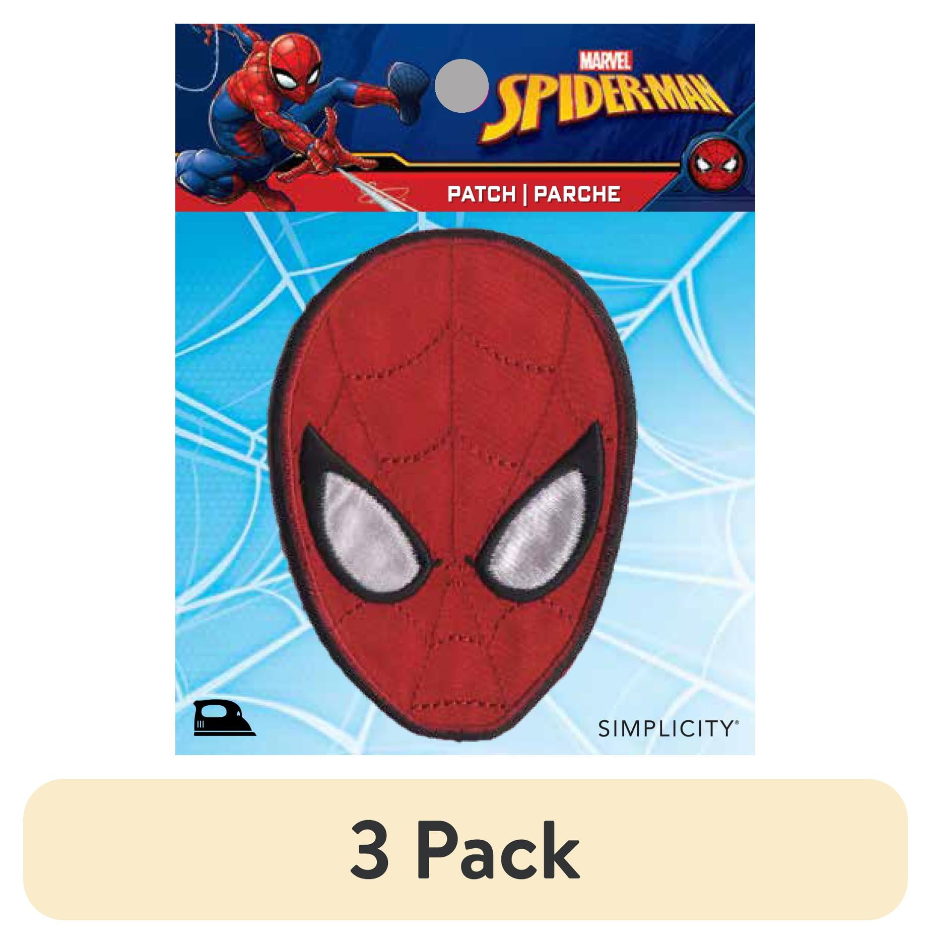 (3 pack) Simplicity Marvel Spiderman Head Iron-on Applique Embroidered Patch, Red, 1 Each