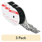 (1 pack) Simplicity Trim, Black 1 1/4 inch Rose Lace Trim Great for Apparel, Home Decorating, and Crafts, 3 Yards, 1 Each