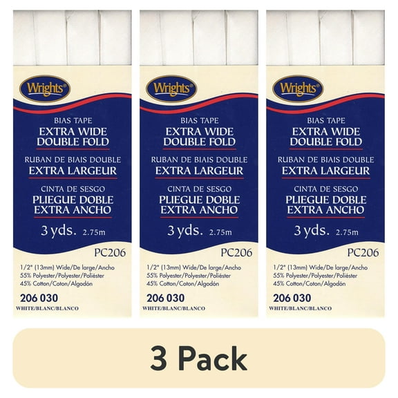 (3 pack) Simplicity Wrights 1/2" Double Fold Black Bias Tape, 3 yards