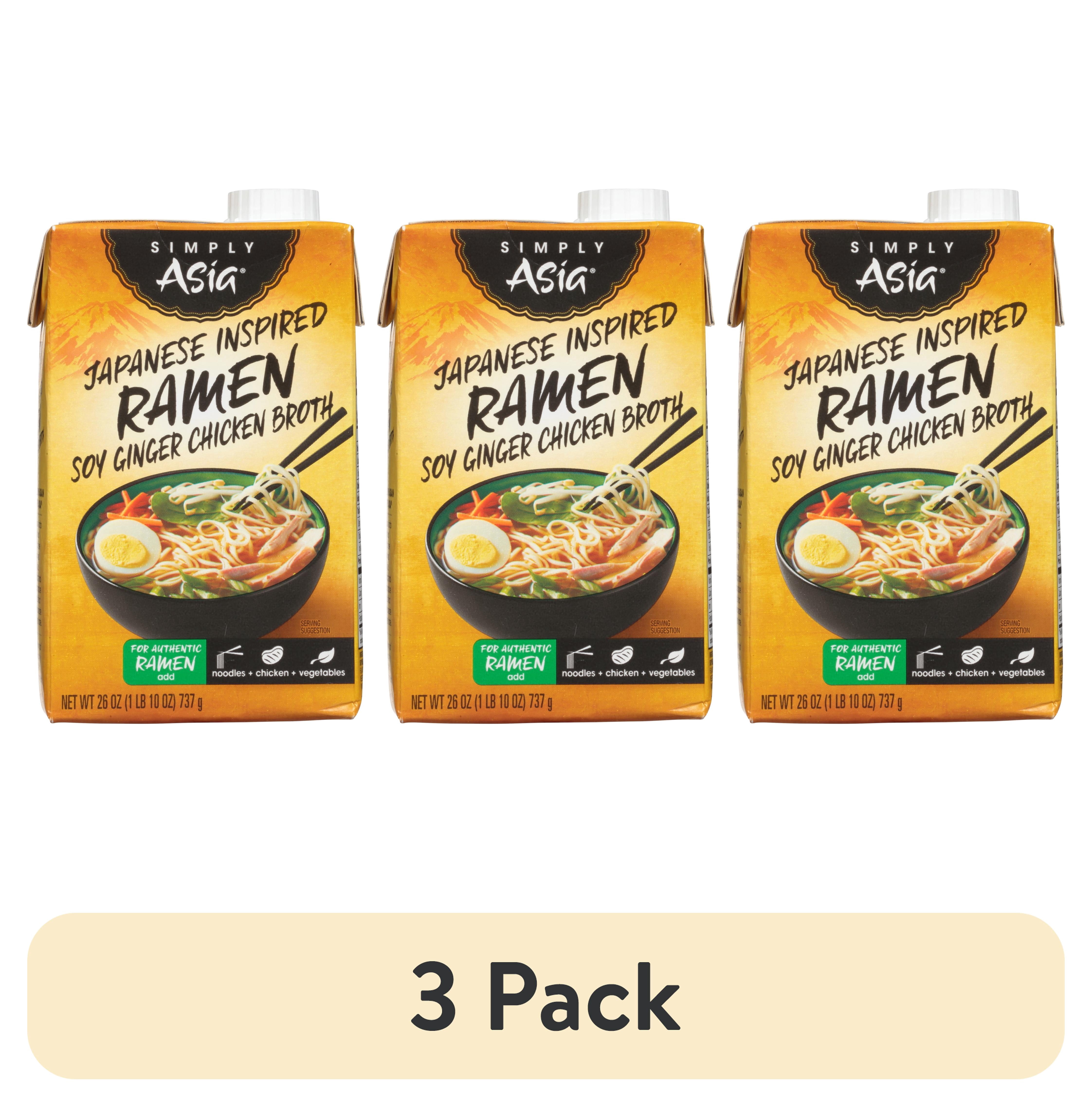 (3 pack) Simply Asia Gluten Free Japanese Inspired Ramen Soy Ginger Chicken Broth, 26.0 fl oz Brick