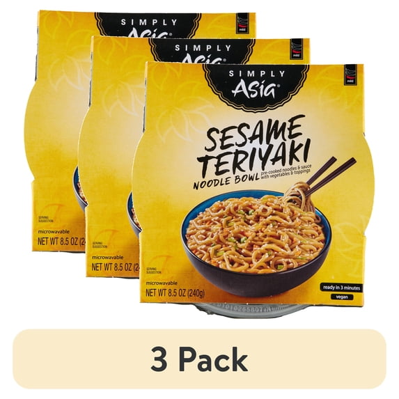 (3 pack) Simply Asia Sesame Teriyaki Noodle Bowl, 8.5 oz Cup